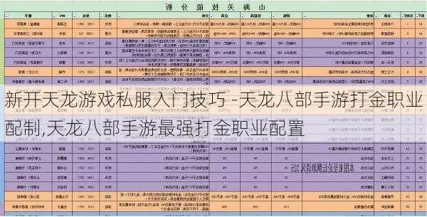 新开天龙游戏私服入门技巧 -天龙八部手游打金职业配制,天龙八部手游最强打金职业配置