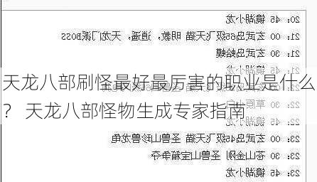 天龙八部刷怪最好最厉害的职业是什么？ 天龙八部怪物生成专家指南 - 天龙八部sf,天龙八部发布网,天龙八部私服发布网,天龙sf,天龙私服